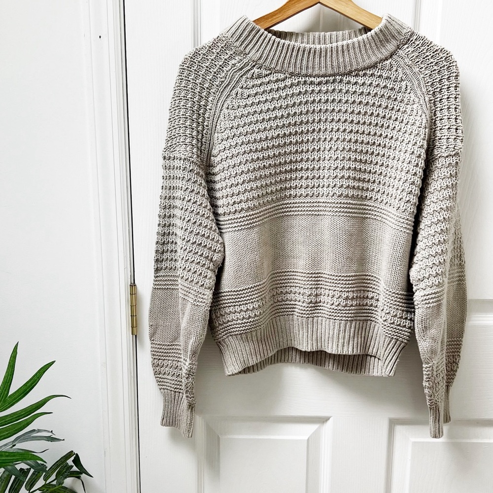 Universal Thread Gray Textured High Neck Long Sleeve Sweater Fall Cozy